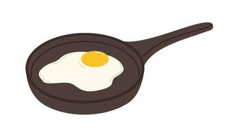 Fried egg in a frying pan. Flat vector illustration isolated on white background