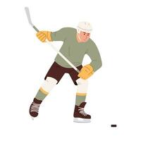 Hockey player in action. Flat vector illustration isolated on white background