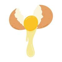 Broken egg with yolk. Flat vector illustration isolated on white background