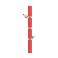 Bamboo vector icon illustration with red colored shadow silhouette isolated on plain white background. Lunar chinese new year or zen calm spa themed drawing.