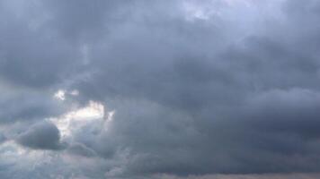 Time lapse beautiful overcast sky with moving clouds. Puffy fluffy beautiful white clouds. Bad weather overcast sky with copy space. Cumulus cloud cloudscape time lapse nature concept background. video