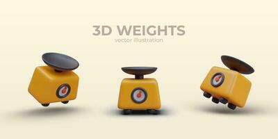 Poster with realistic weights on yellow background vector