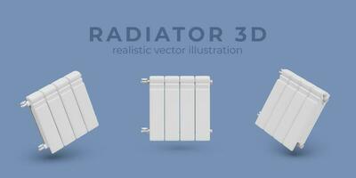 Poster with realistic radiator in different positions vector