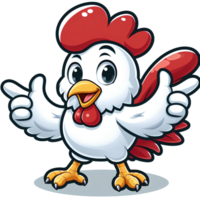 ai genererad kyckling maskot tecknad serie karaktär på transparent bakgrund png