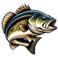 AI generated Big bass fish cartoon on transparent background png