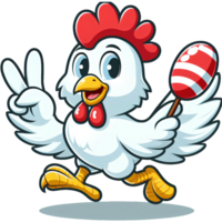 AI generated Chicken mascot cartoon character on transparent background png