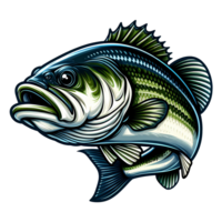 AI generated Big bass fish cartoon on transparent background png