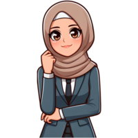 ai generado dibujos animados personaje de hijabi mujer de negocios en transparente antecedentes png