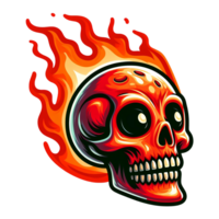 AI generated Fire haired alien skull on transparent background png