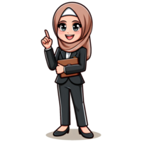 ai generado dibujos animados personaje de hijabi mujer de negocios en transparente antecedentes png