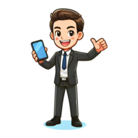 AI generated Businessman cartoon characters on transparent background png