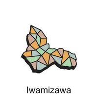 Map City of Iwamizawa World Map International vector template with outline graphic style, isolated on white background