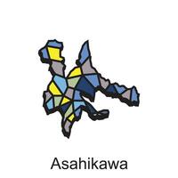 map of Asahikawa vector design template, national borders and important cities illustration