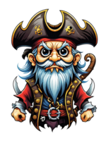 AI generated Pirate cartoon character design illustration on transparent background png