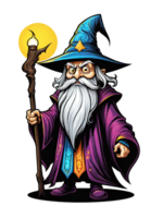 AI generated Wizard cartoon character design illustration on transparent background png