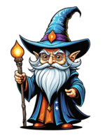 AI generated Wizard cartoon character design illustration on transparent background png