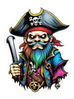 AI generated Pirate cartoon character design illustration on transparent background png