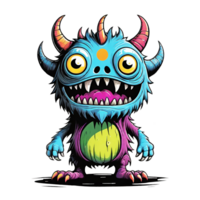 AI generated Monster cartoon character design illustration on transparent background png