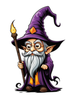 AI generated Wizard cartoon character design illustration on transparent background png