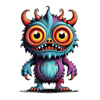 AI generated Monster cartoon character design illustration on transparent background png