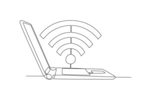 uno continuo línea dibujo de información tecnología concepto. garabatear vector ilustración en sencillo lineal estilo.