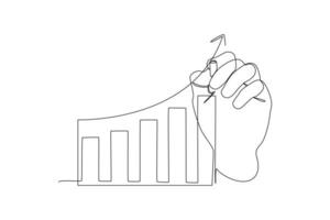 One continuous line drawing of Business performance analysis, benchmark metrics audit concept. Doodle vector illustration in simple linear style.