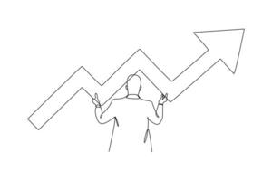 One continuous line drawing of Business performance analysis, benchmark metrics audit concept. Doodle vector illustration in simple linear style.