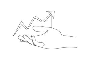 One continuous line drawing of Business performance analysis, benchmark metrics audit concept. Doodle vector illustration in simple linear style.