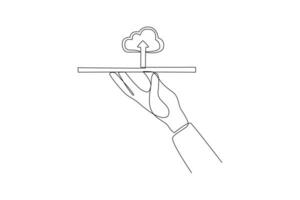 One continuous line drawing of Information technology concept. Doodle vector illustration in simple linear style.