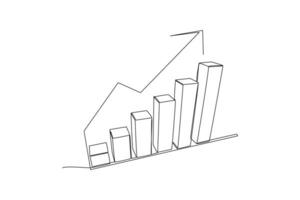 One continuous line drawing of Business performance analysis, benchmark metrics audit concept. Doodle vector illustration in simple linear style.