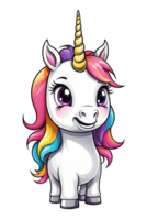 AI generated Cute cartoon unicorn isolated on transparent background png