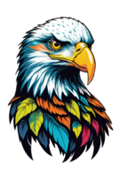 AI generated Eagle head with flowers for t-shirt design on transparent background png