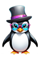 ai gerado fofa pinguim vestindo inverno chapéu e cachecol ilustração em transparente fundo png