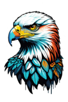 AI generated Eagle head with flowers for t-shirt design on transparent background png