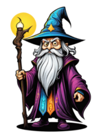 AI generated Wizard cartoon character design illustration on transparent background png