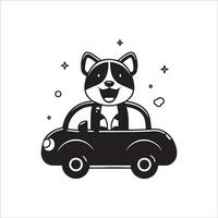 Animal outline for cute dog on a car vector