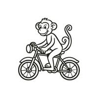 animal contorno para mono en bicicleta vector