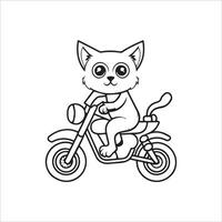 Animal outline for cute cat on a motorcycle vector