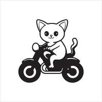 Animal outline for cute cat on a motorcycle vector