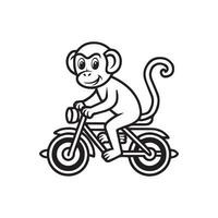 animal contorno para mono en bicicleta vector