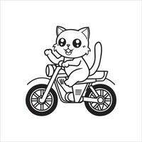 Animal outline for cute cat on a motorcycle vector