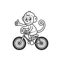 Animal outline for monkey on bike vector