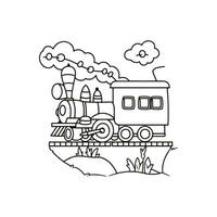 Vector coloring book electric train outline