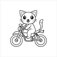 Animal outline for cute cat on a motorcycle vector