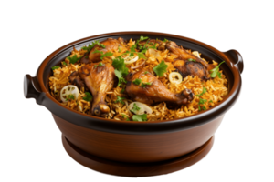 AI generated Chicken Biryani on a Transparent Background. AI png