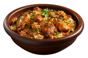 ai generado pollo Biryani en un transparente antecedentes. ai png