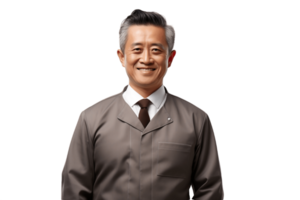 AI generated Smiling Waiter in Half-Body View on Transparent Background. AI png