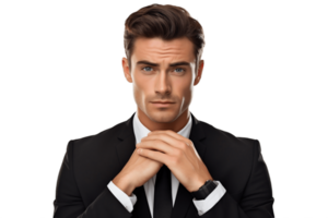 AI generated Businessman Thinking with Isolated Transparent Background. AI png