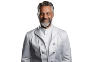 AI generated Smiling Waiter in Half-Body View on Transparent Background. AI png