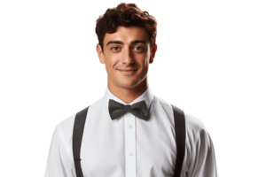 AI generated Smiling Waiter in Half-Body View on Transparent Background. AI png